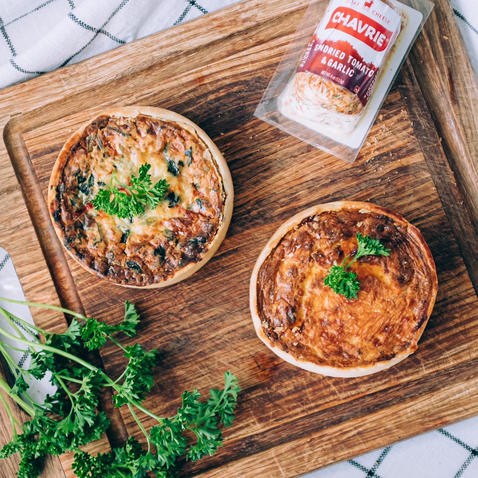 vegetable pie with chavrie sundried tomato & garlic