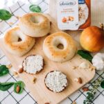 Alouette toasted everything spread on bagels