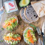 Chavrie pyramid avocado toasts with smoked salmon