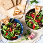mixed salad with roasted marinated vegetables and Chavir sundried tomatoes & garlic
