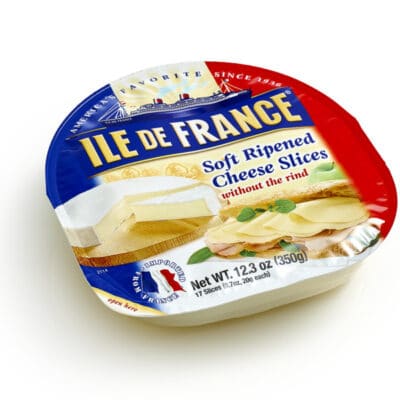 Ile de France soft ripened cheese Slices without the rind packaging