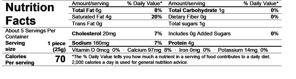 supreme brie bites nutrition facts
