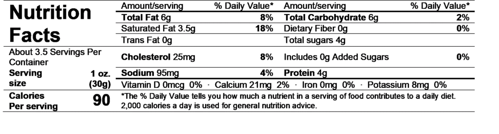 chavrie goat cheese cranberry & orange peel nutrition facts