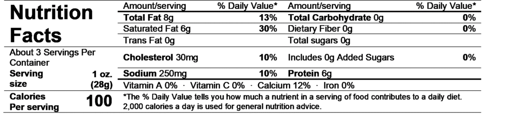 rogue oregon blue cheese nutrition facts