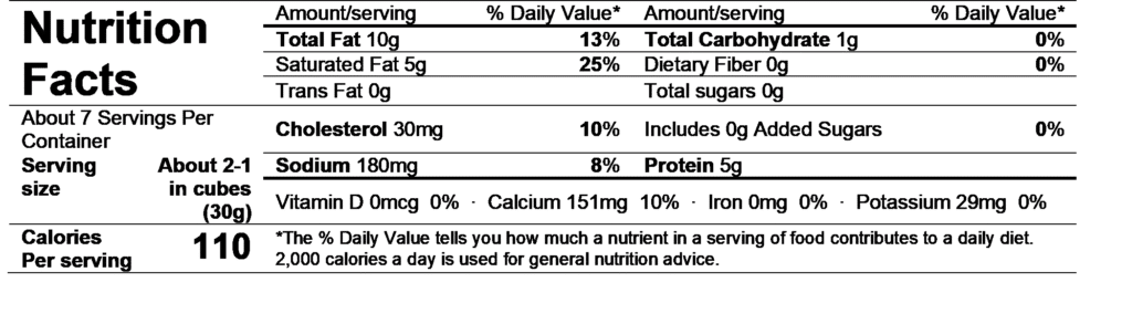 supreme small oval nutrition facts