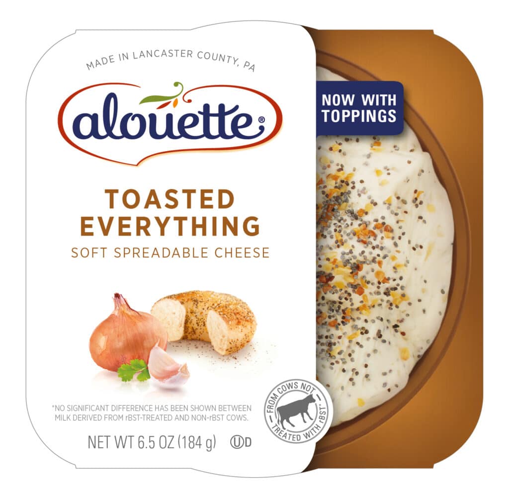 Alouette Toasted Everything soft spreadable cheese packaging