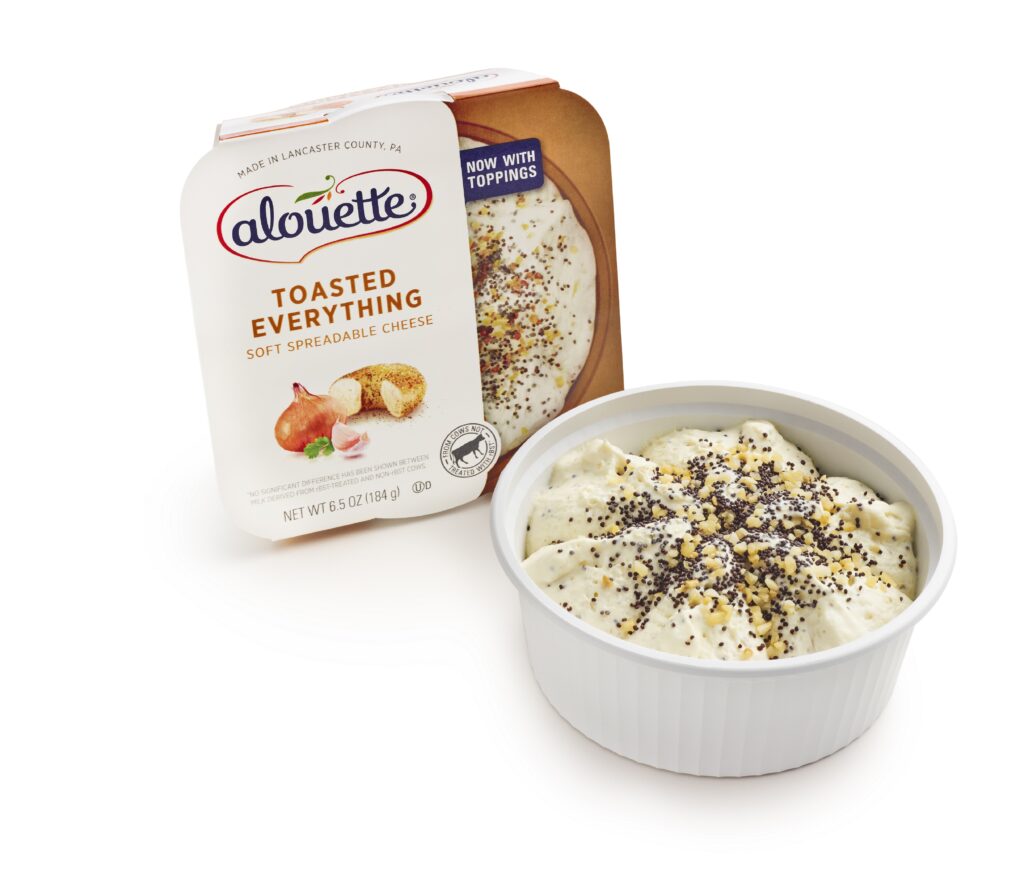 Alouette Toasted everything spread packaging and pot