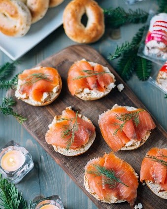 chavrie cranberry & orange peel and smoked salmon toasts