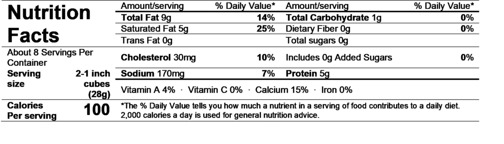 alouette double crème brie 8oz nutrition facts