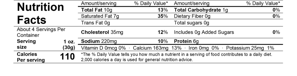 rogue smokey blue cheese nutrition facts