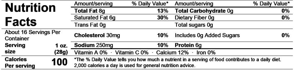 rogue tolman blue cheese nutrition facts