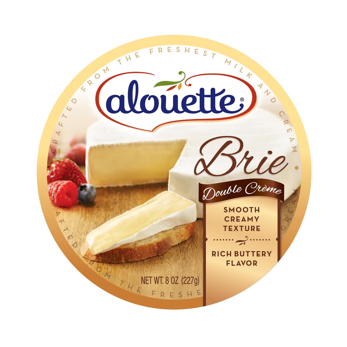 Alouette Brie Double crème 8oz packaging