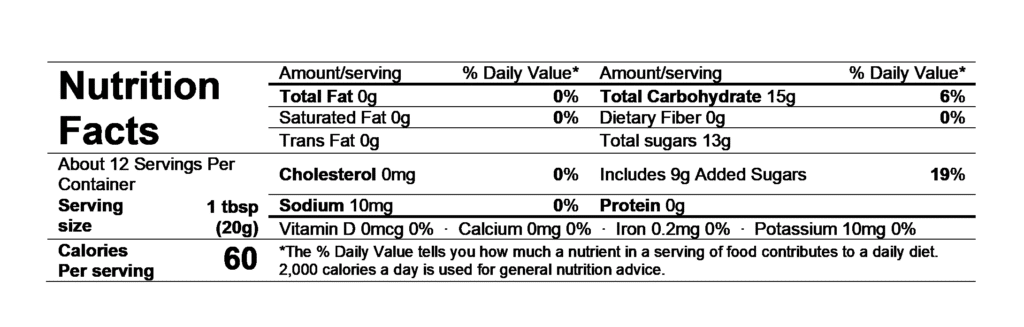 nutrition facts divina sour cherry spread