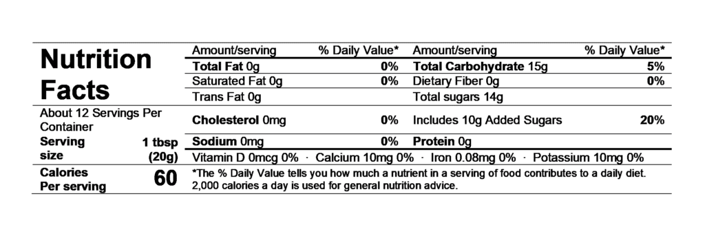 nutrition facts divina fig spread