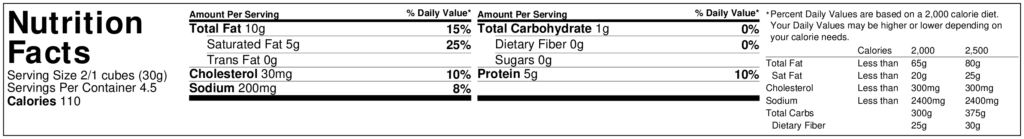 NutritionLabel