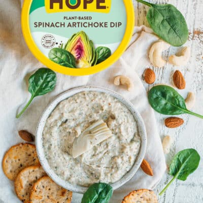 Hope plant based spinach artichoke dip