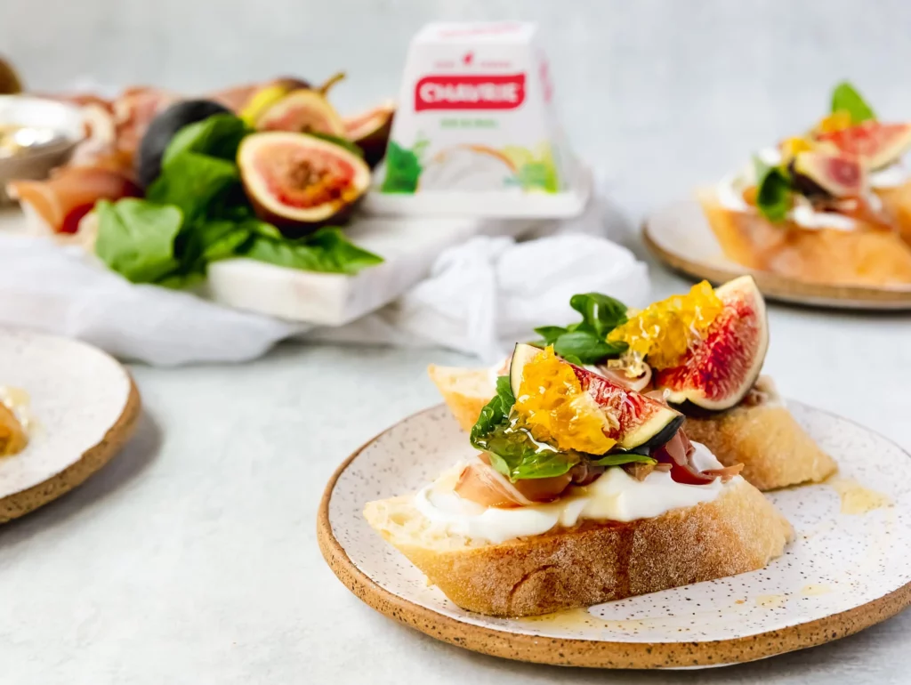 Chavrie Goat Cheese Crostini with Prosciutto & Figs
