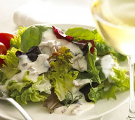 Salad with Bacon and Chavrie Goat Cheese Dressing