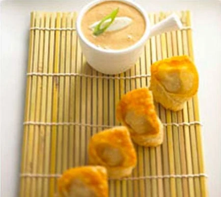 Chicken Wontons with Chavrie Goat Cheese