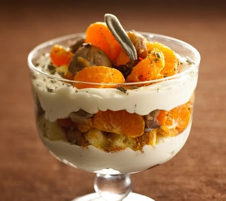 Chestnut & Clementine Trifle with Chavrie Goat Cheese