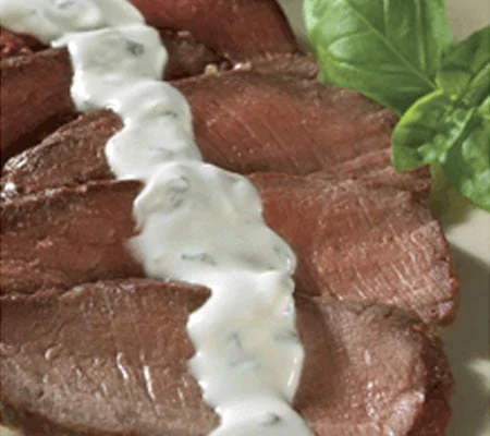 Grilled Steak with Creamy Herbed Chavrie Goat Cheese Topping
