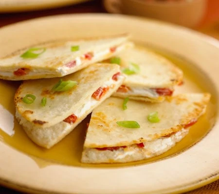 Roasted Red Pepper Quesadillas with Chavrie Goat Cheese