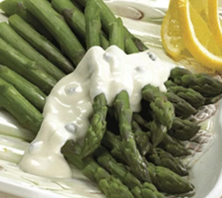 Roasted Asparagus with Chavrie Goat Cheese Dijon Sauce