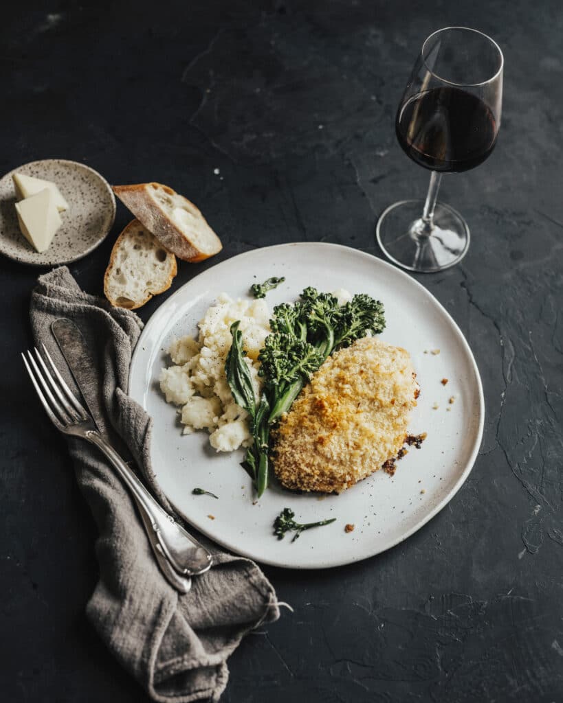 Cordon bleu with red wine